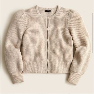 J crew Puff-sleeve lightweight alpaca blend cardigan. Beige, small